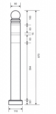 Flexi-Poller mit Kugel elastisch und anfahrbar, Ø 80 mm